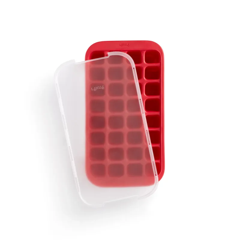 Lékué ice cube mold silicone with lid, Red Trusted Brand