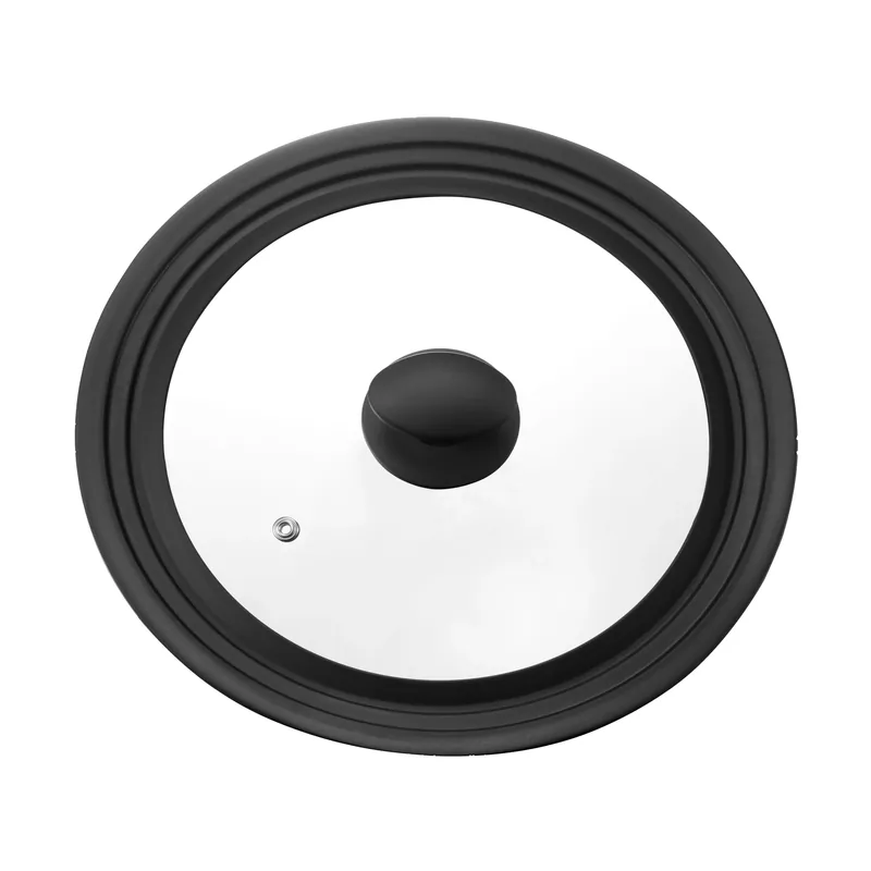 Price Drop Una universal lid 24/26/28 cm, Glass-black silicone