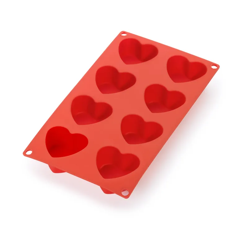 Clearance Lékué heart shape silicone 8 pcs, Red