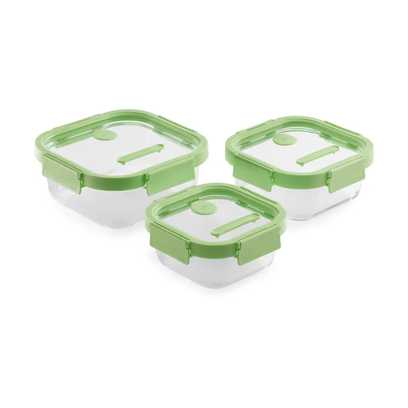 Lékué square lunchbox 3 pieces, Green Express Delivery