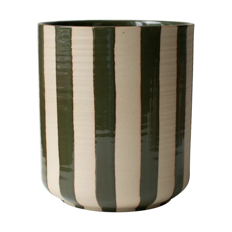 Fast Shipping Line pot Ø14x16 cm, Stripe Green