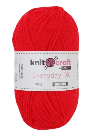 Same Day Shipping Knitcraft Red Everyday DK Yarn 50g