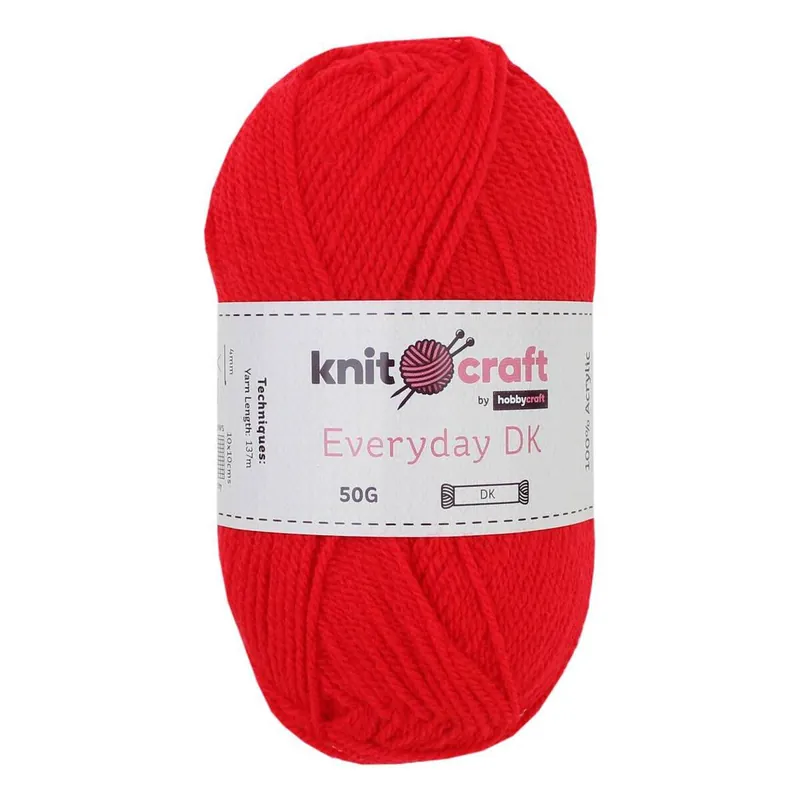 Same Day Shipping Knitcraft Red Everyday DK Yarn 50g