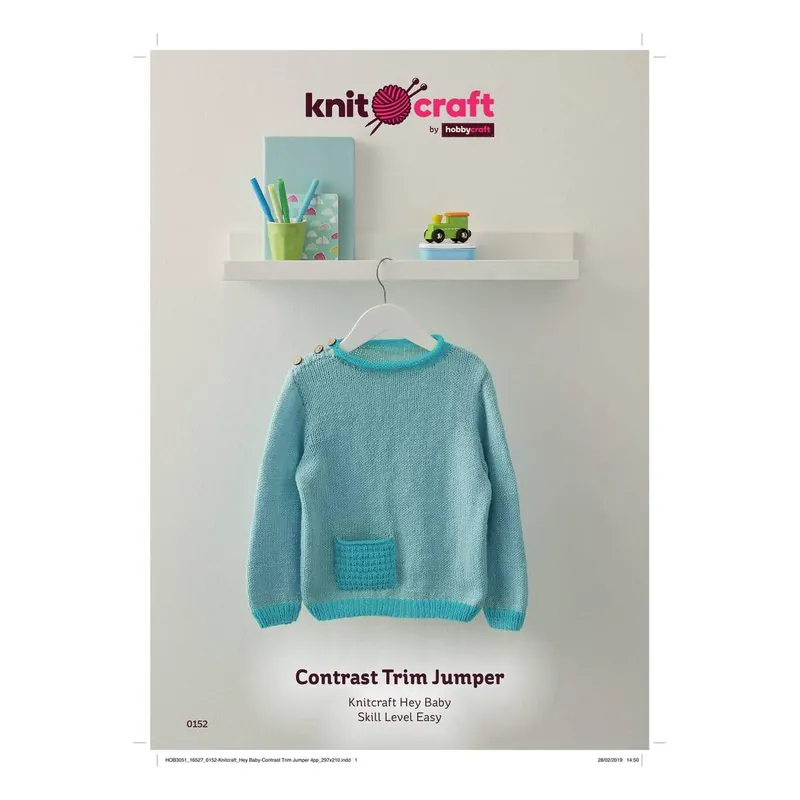 Knitcraft Contrast Trim Jumper Digital Pattern 0152 Cheap