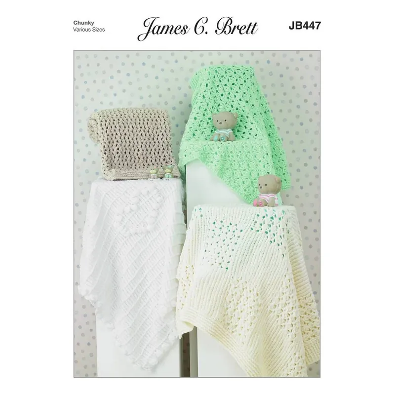 Special Offer James C Brett Flutterby Chunky Baby Blankets Pattern JB447