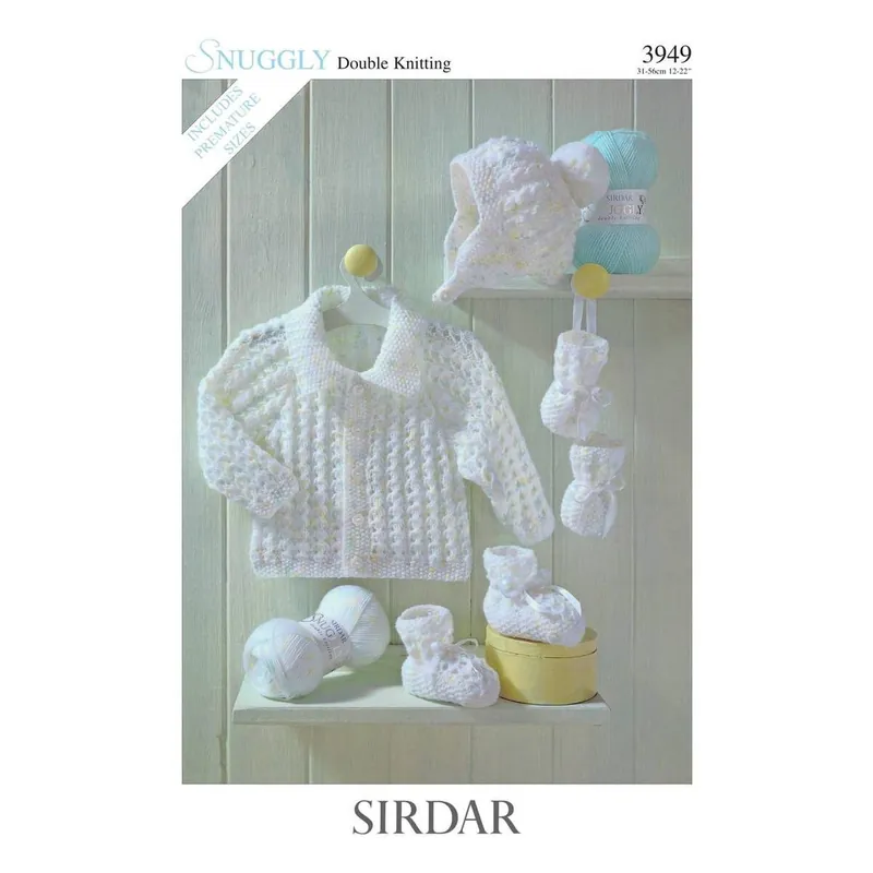 Sirdar Snuggly DK Jacket Hat Bootees and Mittens Digital Pattern 3949 Exclusive Offer