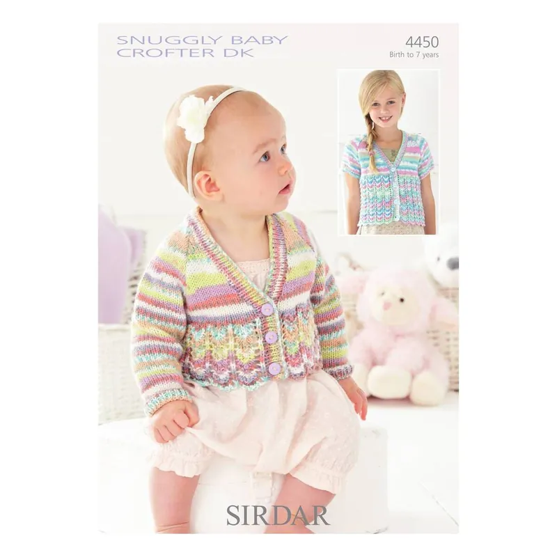 Price Drop Sirdar Snuggly Baby Crofter DK Girls' Cardigans Digital Pattern 4450