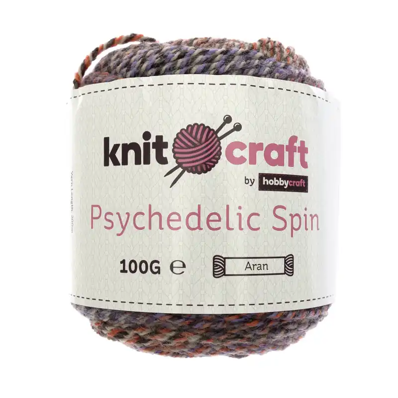 Fresh Stock Knitcraft Purple and Grey Psychedelic Spin 100g