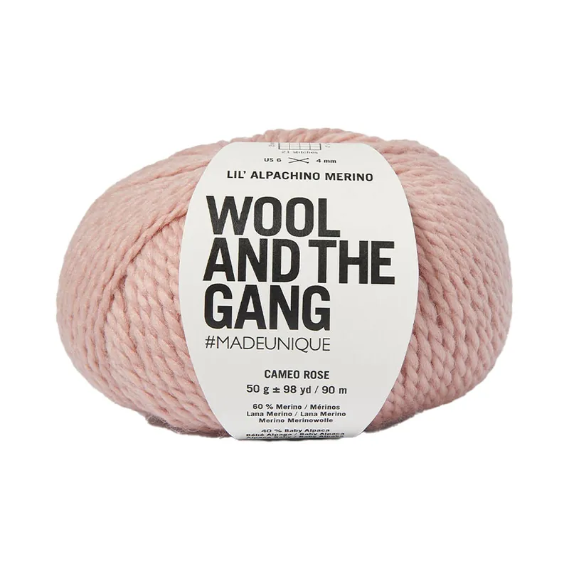 Wool and the Gang Cameo Rose Lil’ Alpachino Merino 50g Authentic