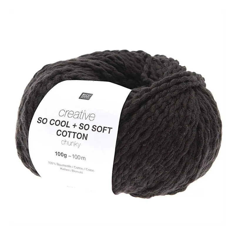 Buy Online Rico Creative Black So Cool + So Soft Cotton Chunky 100g
