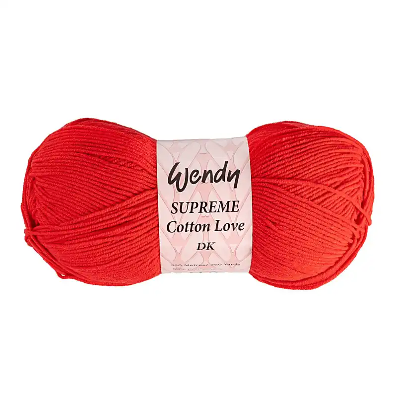 Wendy Red Supreme Cotton Love DK Yarn 100g Markdown