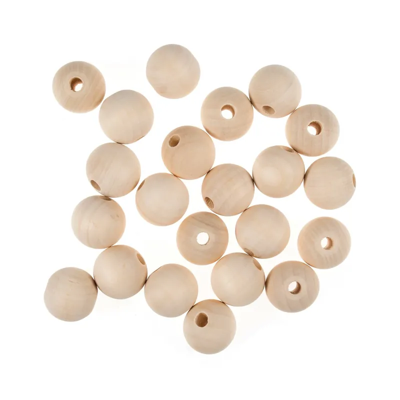 Trimits Round Wooden Craft Beads 25mm 50 Pack Professional Grade