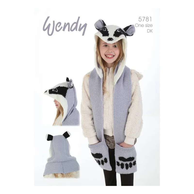 No Minimum Order Wendy Merino DK Badger Scarf Hood Digital Pattern 5781