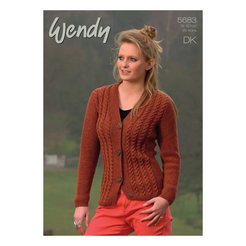 Wendy Merino DK Cabled Cardigan Digital Pattern 5683 Big Sale