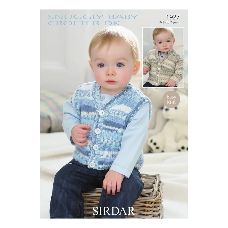 Sirdar Snuggly Baby Crofter DK Cardigan and Waistcoat Digital Pattern 1927 Fresh Stock