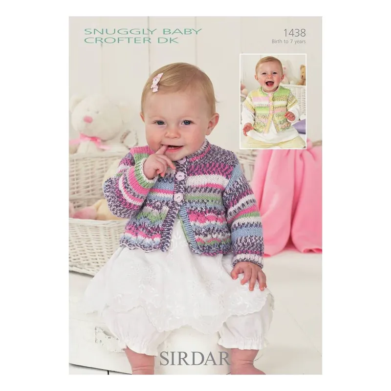 Buy Direct Sirdar Snuggly Baby Crofter DK Cardigans Digital Pattern 1438