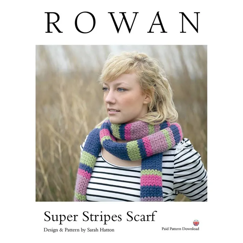 Budget Rowan Super Stripes Scarf Digital Pattern