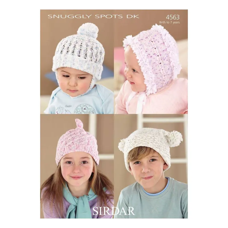Sirdar Snuggly Spots DK Hats Digital Pattern 4563 Special Discount