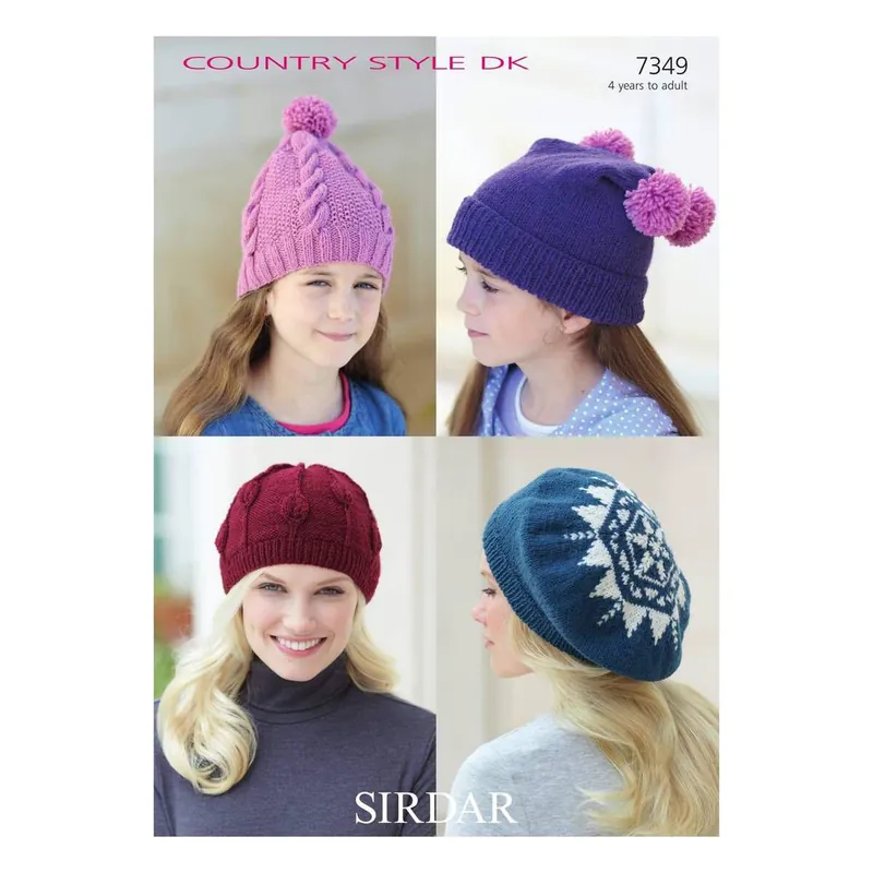 Sirdar Country Style DK Hats Digital Pattern 7349 Premium