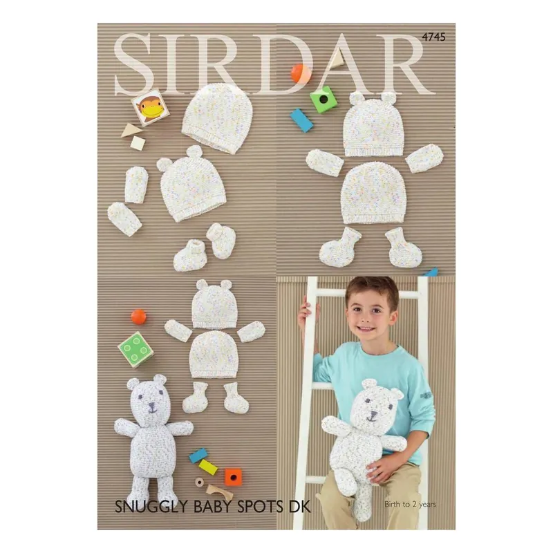 Special Offer Sirdar Snuggly Spots DK Hats Mittens Bootees and Bear Digital Pattern 4745