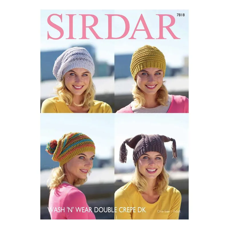 Markdown Sirdar Wash 'n' Wear Double Crepe DK Hats Digital Pattern 7818