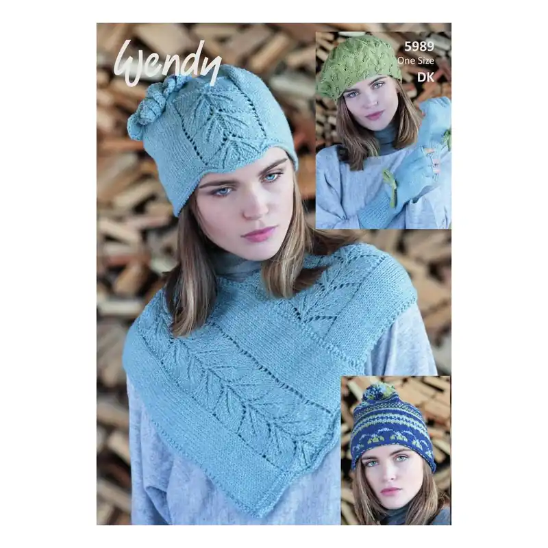 Wendy Pixile DK Ladies' Neck Warmer Hats and Gloves Digital Pattern 5989 New Release