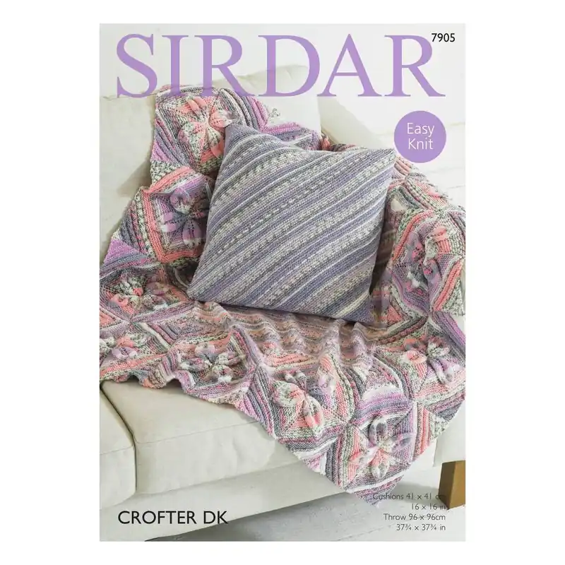 Bargain Sirdar Crofter DK Throw and Cushion Digital Pattern 7905