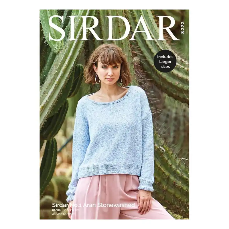 Sirdar No.1 Aran Stonewashed Jumper Digital Pattern 8272 Direct From Factory