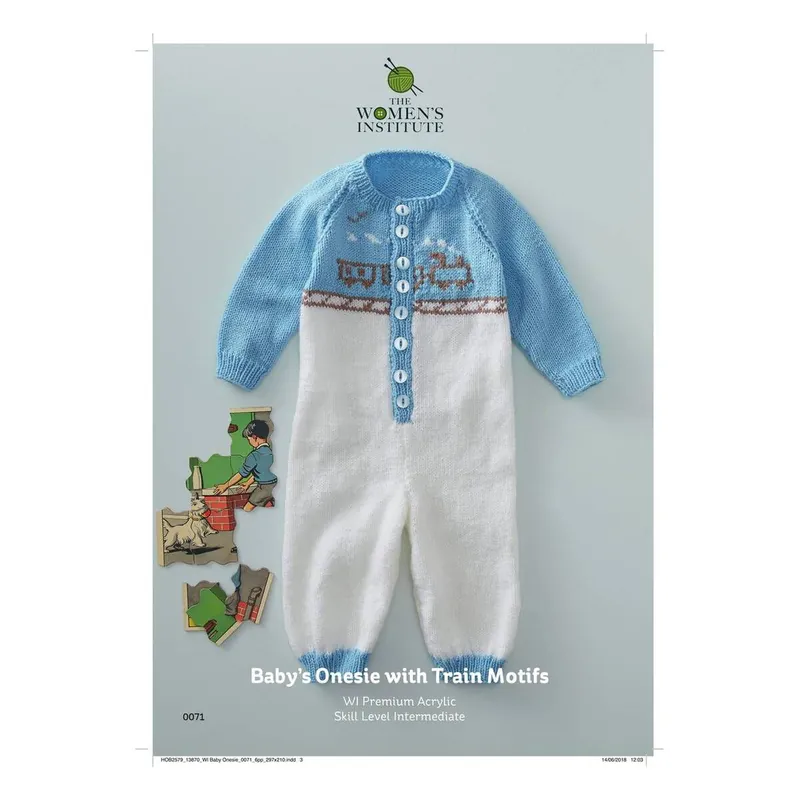 Special Discount Women's Institute Vintage Baby Onesie with Train Motifs Digital Pattern 0071