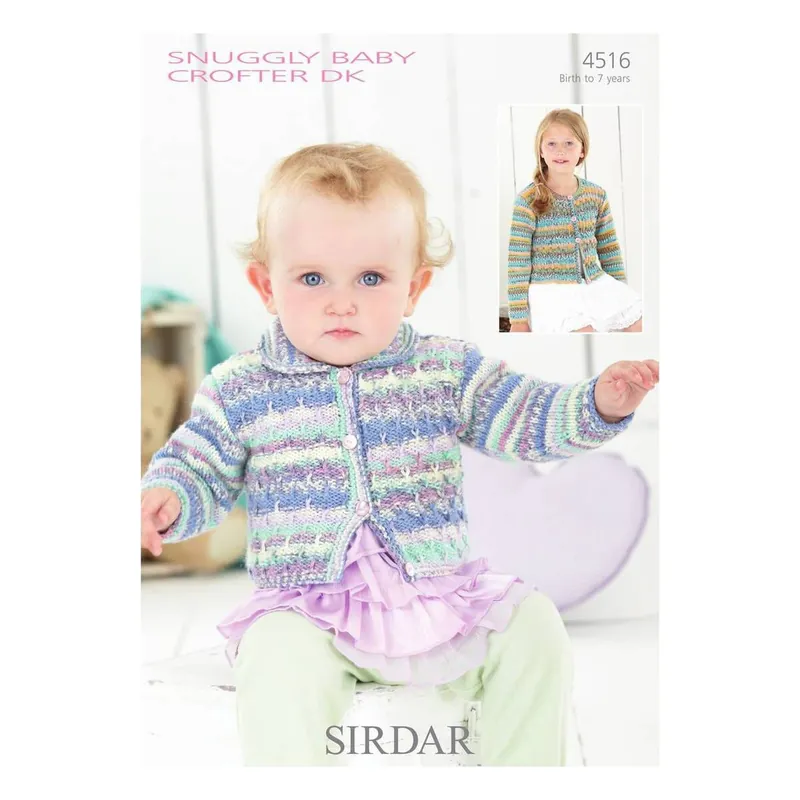 Sirdar Snuggly Baby Crofter DK Girls' Cardigans Digital Pattern 4516 Hot Picks