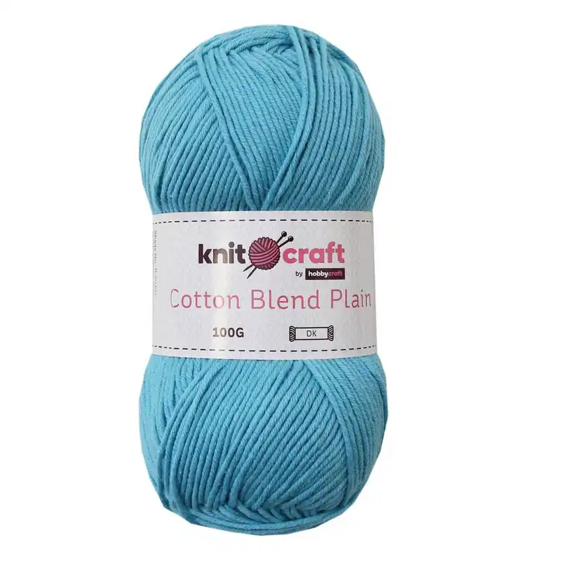 Direct From Manufacturer Knitcraft Bright Blue Cotton Blend Plain DK Yarn 100g