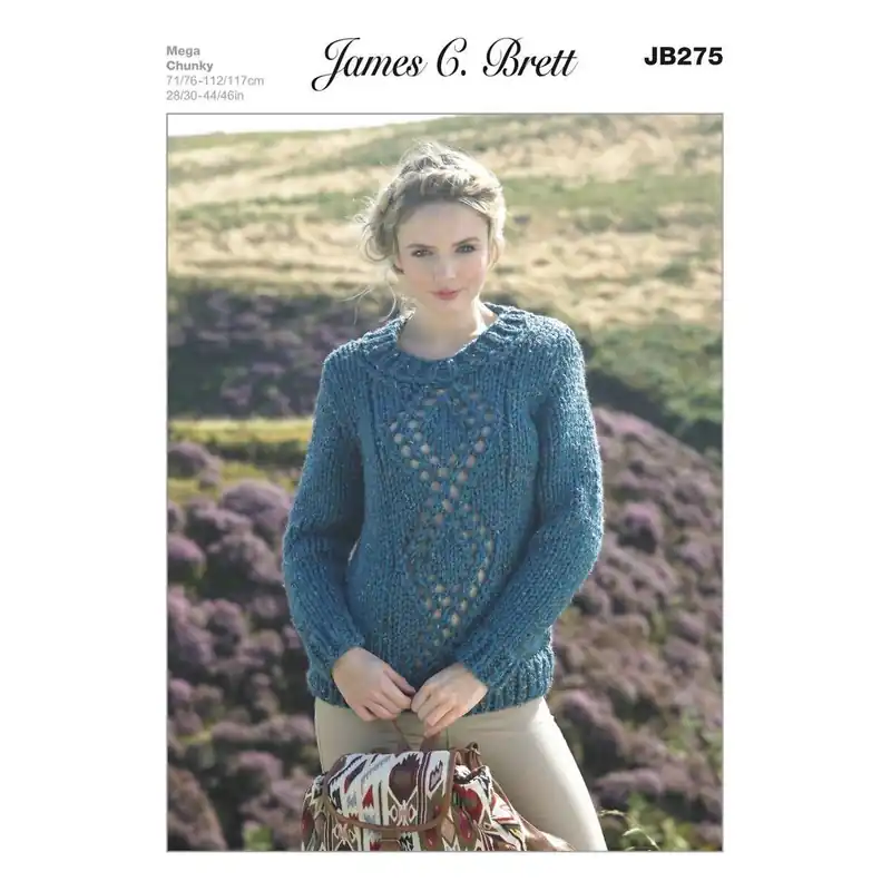 Free Delivery James C Brett Rustic Mega Chunky Ladies’ Jumper Pattern JB275