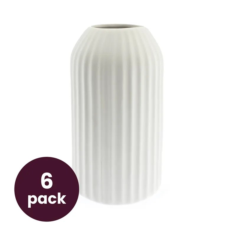 Limited Time Ceramic Reeded Vase 6 Pack Bundle