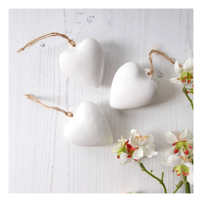 Unglazed Ceramic Hanging Heart Decorations 3 Pack Must Have