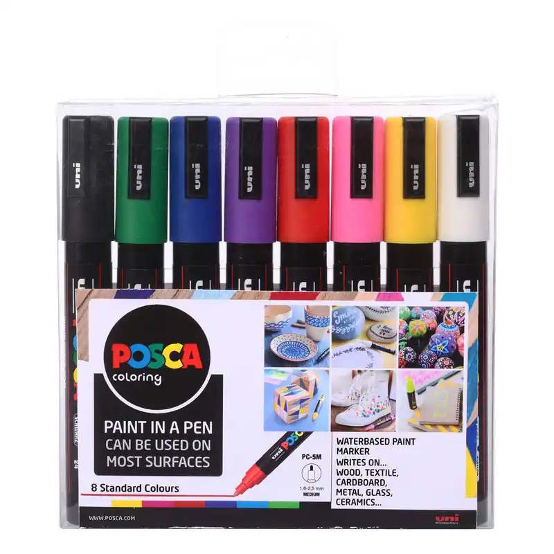 Uni-ball Posca PC-5M Marker Pens Starter Set 8 Pack Budget