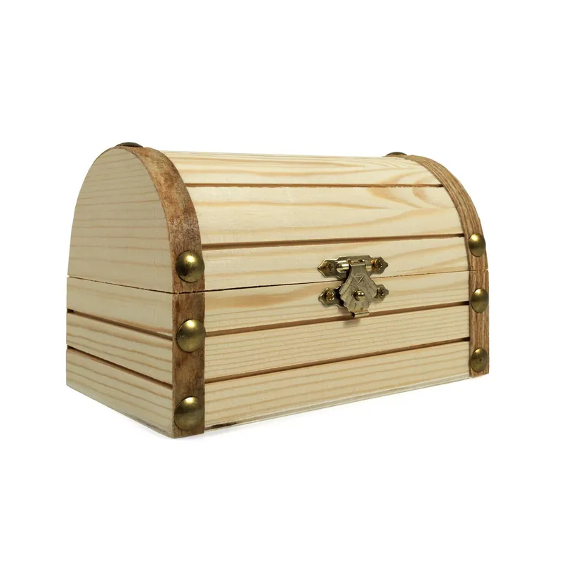 Wooden Treasure Chest 13cm x 9cm x 9cm Limited Offer