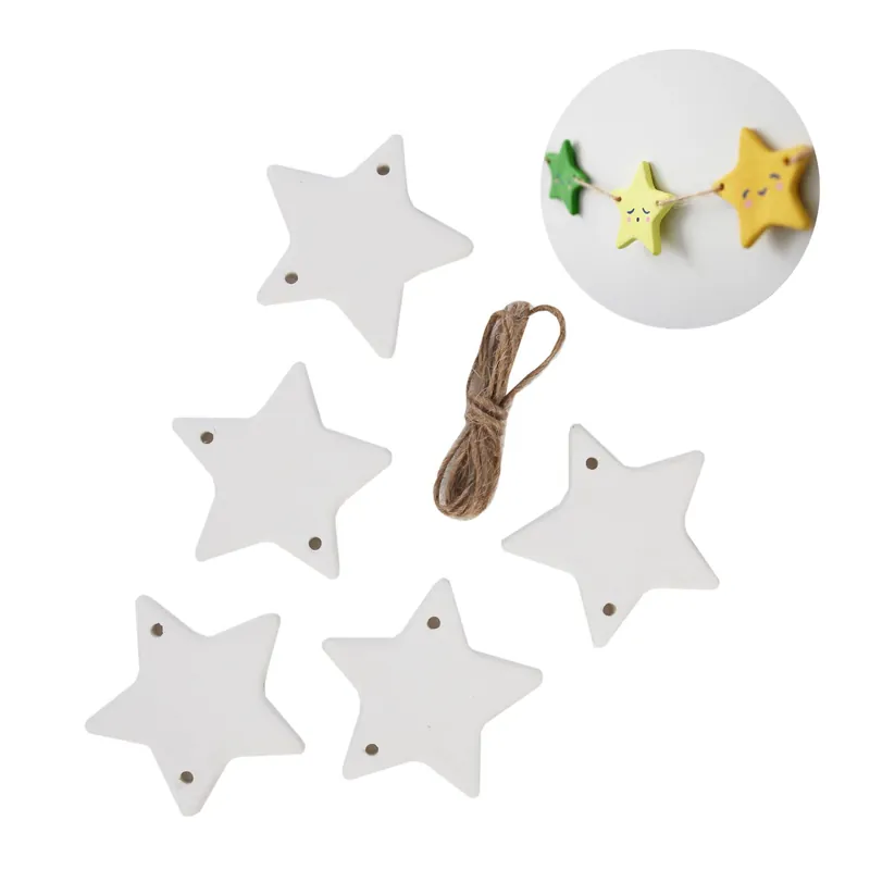 Factory Price Unglazed Ceramic Star Bunting