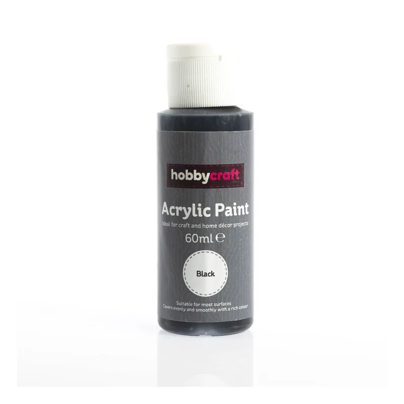 Black Acrylic Craft Paint 60ml Money Back Guarantee