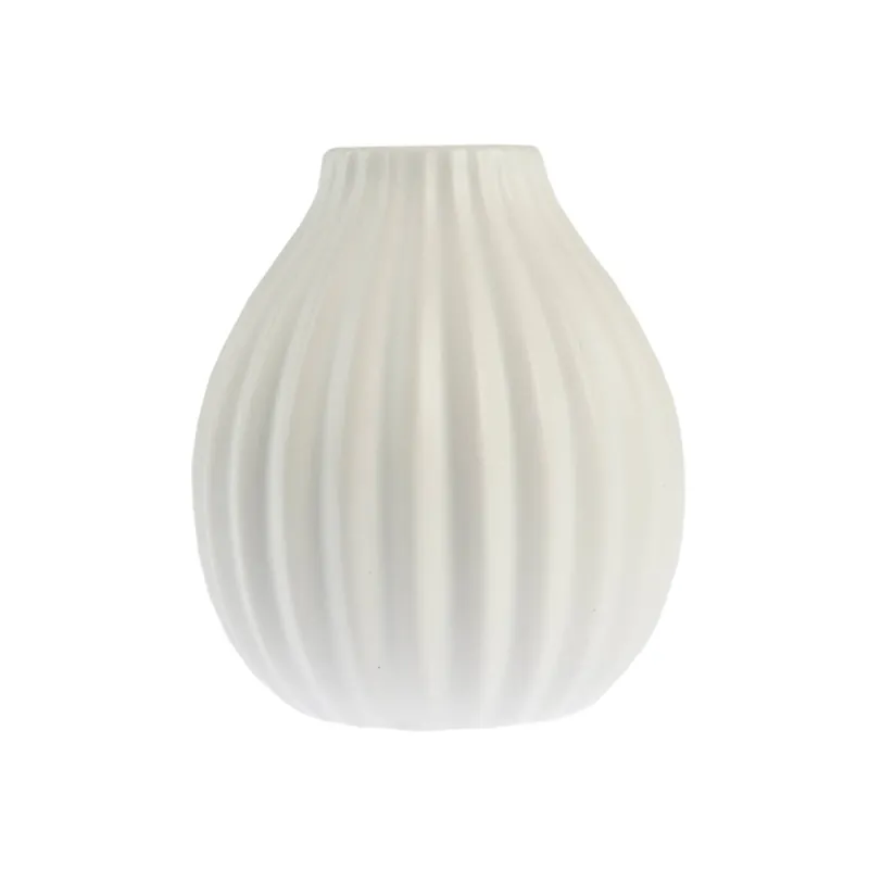 Budget Ceramic Tear-Shaped Wavy Vase 12cm