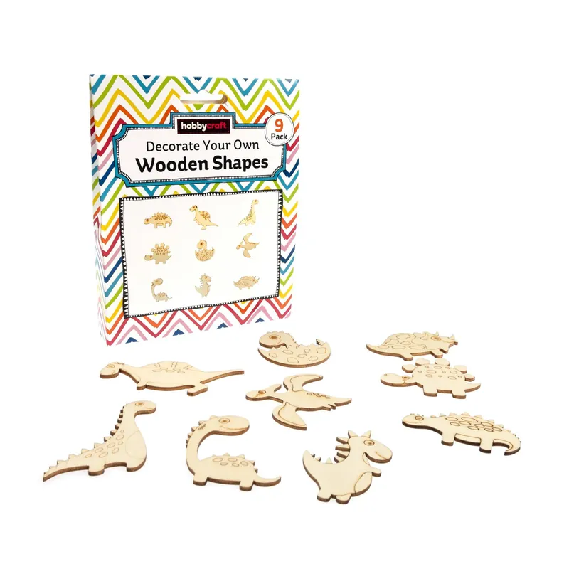 Decorate Your Own Dinosaur Wooden Shapes 9 Pack Certified