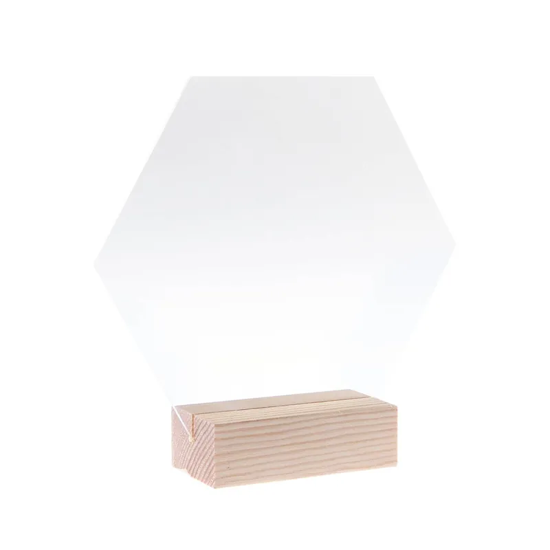 Fast Shipping Clear Hexagon Acrylic Table Sign 16cm