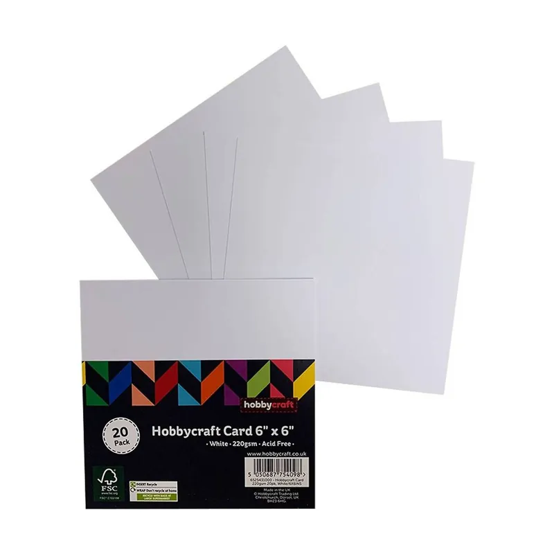 White Card 6 x 6 Inches 20 Pack Price Drop