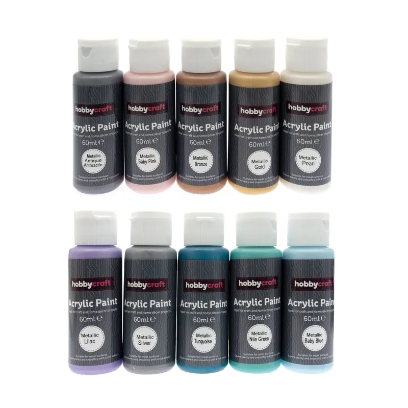 High Quality Metallic Acrylic Craft Paint 60ml 10 Pack