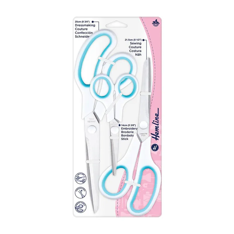 Mega Sale Hemline Soft Grip Scissors Set 3 Pieces