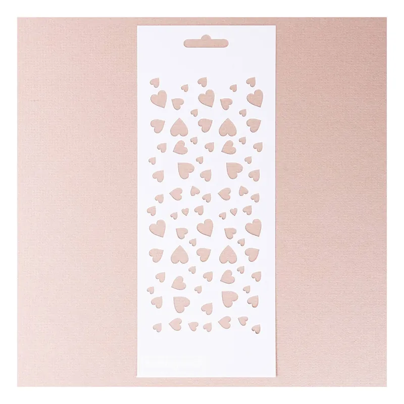 Fresh Stock Multi Hearts Stencil 10cm x 25cm