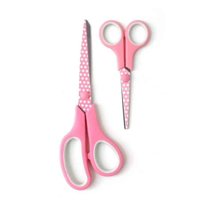 Direct From Manufacturer Hemline Dotty Pink Soft Grip Scissors Set 2 Pieces
