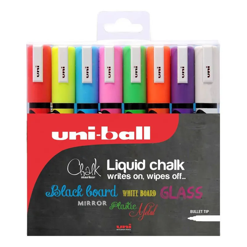 Latest Uni-ball PWE-5M Liquid Chalk Marker Pens 8 Pack