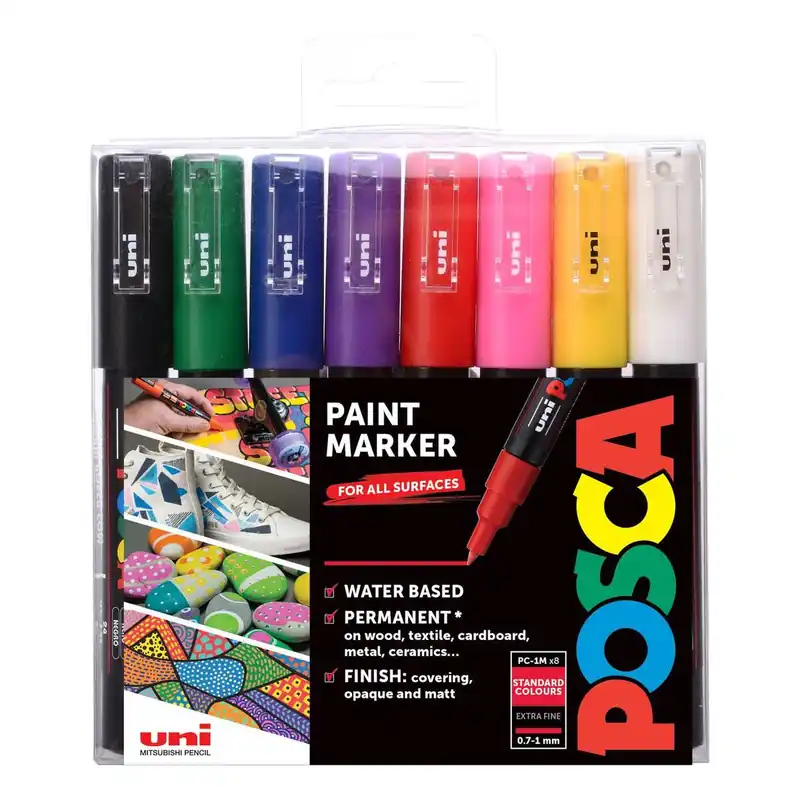 Uni-ball Posca PC-1M Marker Pens Starter Set 8 Pack Best Seller