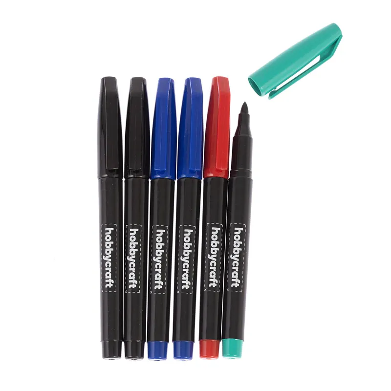 Assorted Permanent Markers 6 Pack Wholesale