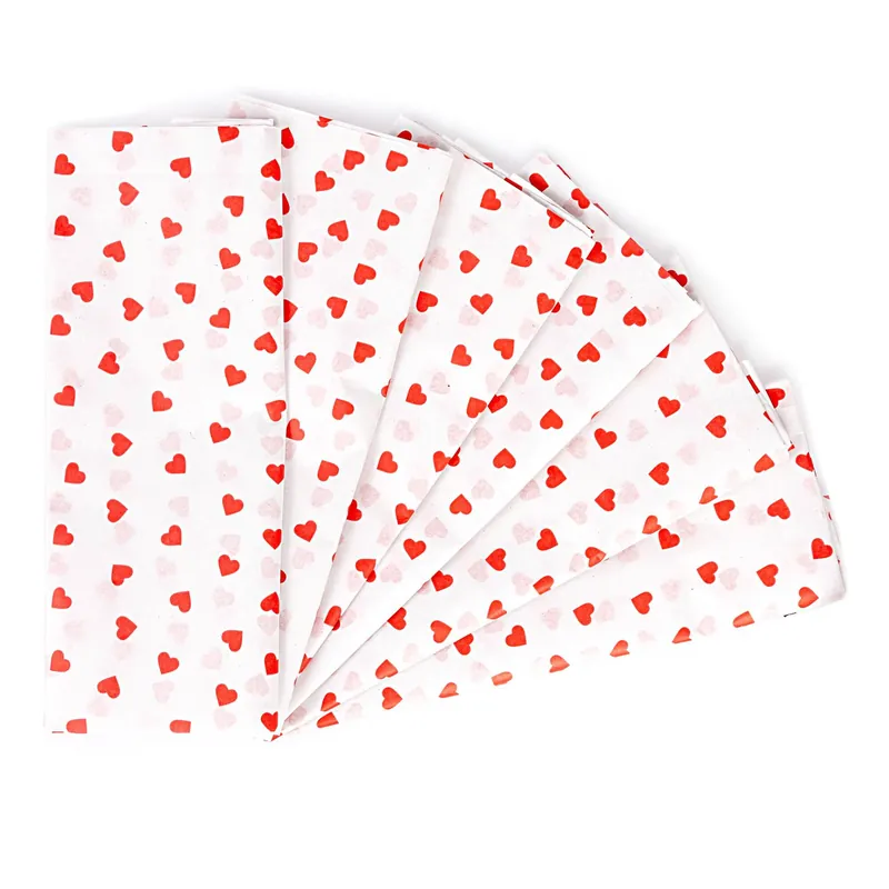 Professional Grade Red Heart Printed Tissue Paper 50cm x 75cm 6 Pack